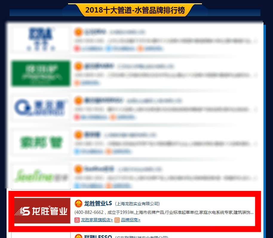 守品质筑辉煌，龙胜管业荣获“2018水管十大品牌”